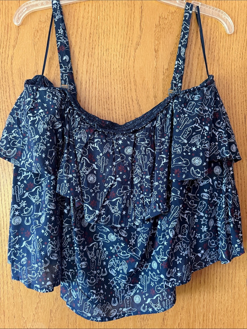 Ariat Navy Off-Shoulder Ruffle Tank Top - Women
